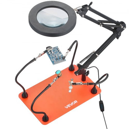 Magnetisk Hjälpande Lödstation 3X LED Förstoringslampa 4 Armar
