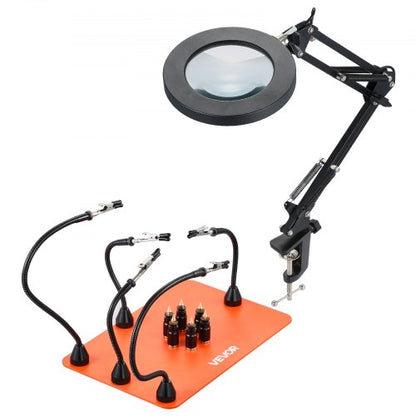 Magnetisk Hjälpande Händer Lödstation 3X LED Förstoringslampa 5 Armar