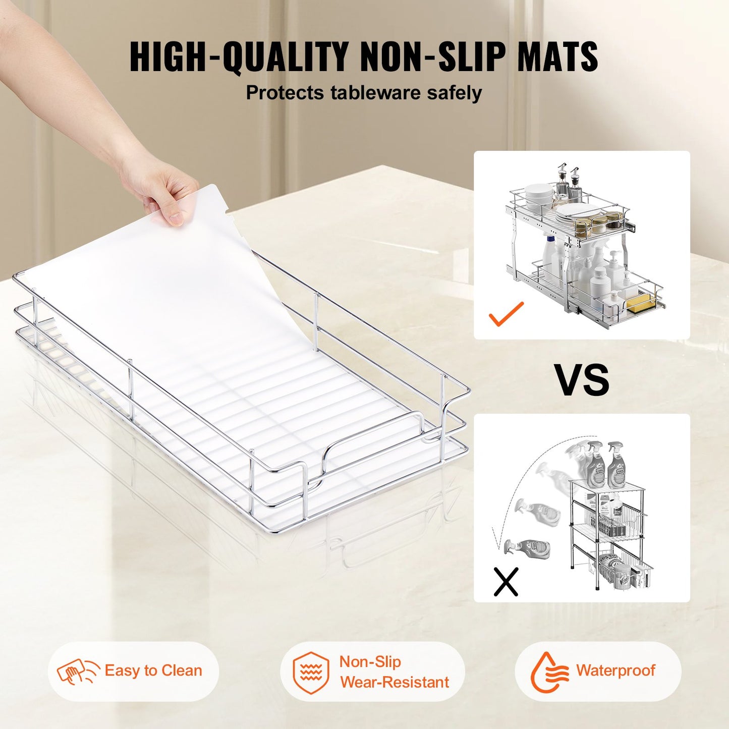 2-Tier Pull-Out Cabinet Under Sink Organizer 12"x21" Drawer Basket