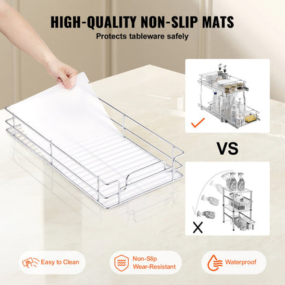 2-Tier Pull-Out Cabinet Under Sink Organizer 12"x21" Drawer Basket