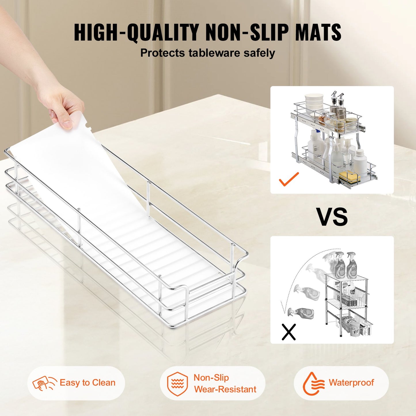 2-Tier Pull-Out Cabinet Under Sink Organizer 8.5"x21" Drawer Basket