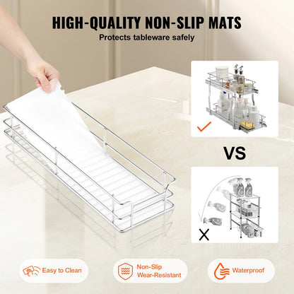 2-Tier Pull-Out Cabinet Under Sink Organizer 8.5"x21" Drawer Basket