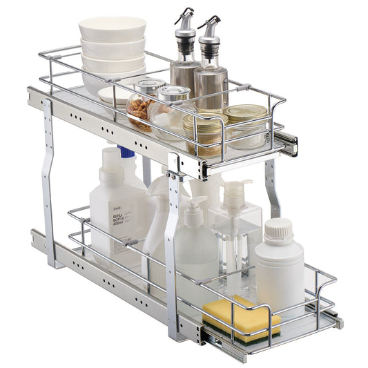 2-Tier Pull-Out Cabinet Under Sink Organizer 8.5"x21" Drawer Basket