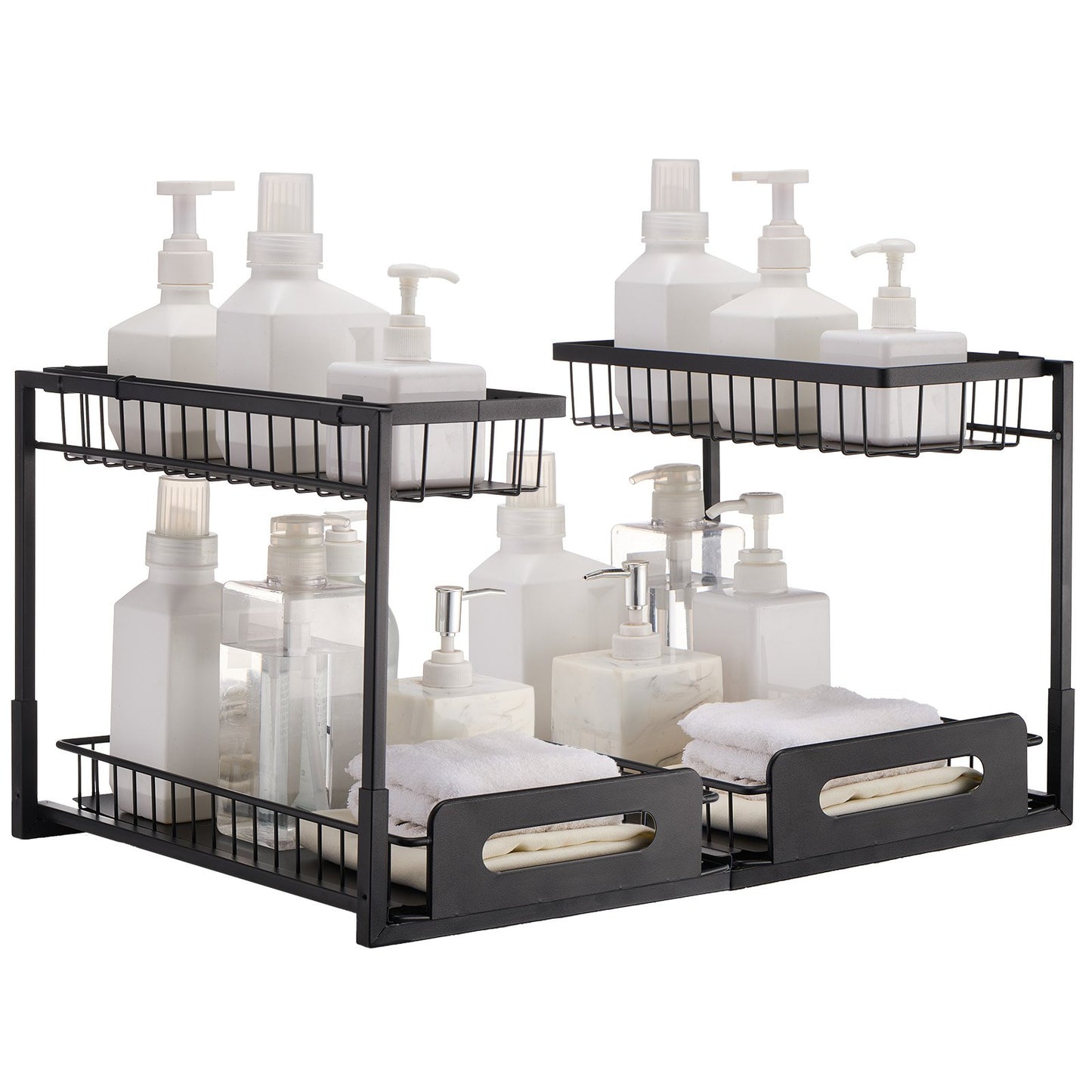 2-tier pull-out cabinet under sink basket 10.7"x14.2" 2pcs