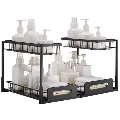 2-tier pull-out cabinet under sink basket 10.7"x14.2" 2pcs