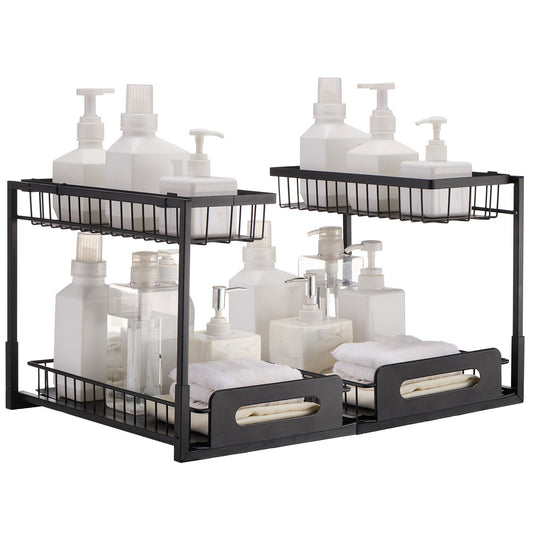 2-tier pull-out cabinet under sink basket 10.7"x14.2" 2pcs