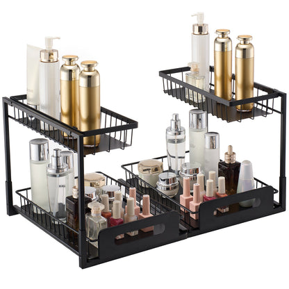 2-tier pull-out cabinet under sink basket 10.7"x14.2" 2pcs