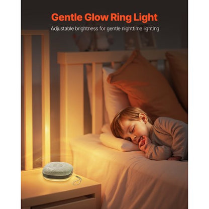 Ljudmaskin, 21 lugnande sömnljud, 3-i-1 bärbar och hängbar ljudmaskin med vitt brus med automatisk avstängningstimer, mjuk ringlampa och minnesfunktion, för baby, vuxna, hem, kontor och resor |  EU