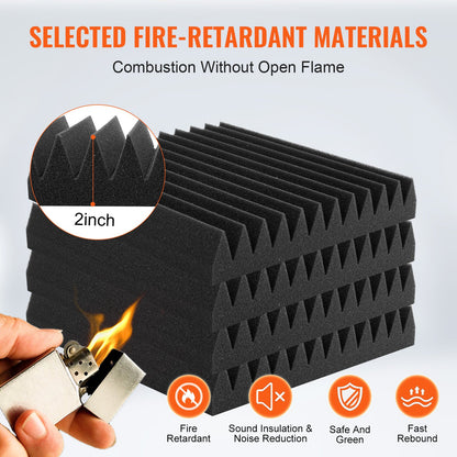 Akustikschaumplatten, 50er-Pack, 12 x 12 x 2 Zoll, für Studiowände und -decken