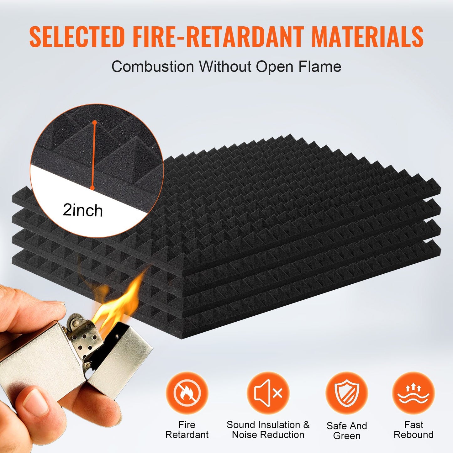 Acoustic Foam Panels 4-Pack 48 x 24 x 2 Inch for Studio Wall and Ceiling