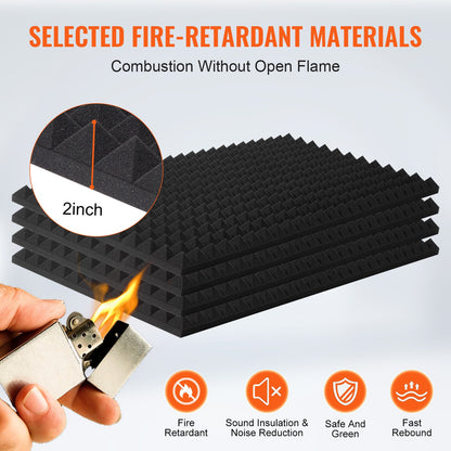 Acoustic Foam Panels 4-Pack 48 x 24 x 2 Inch for Studio Wall and Ceiling