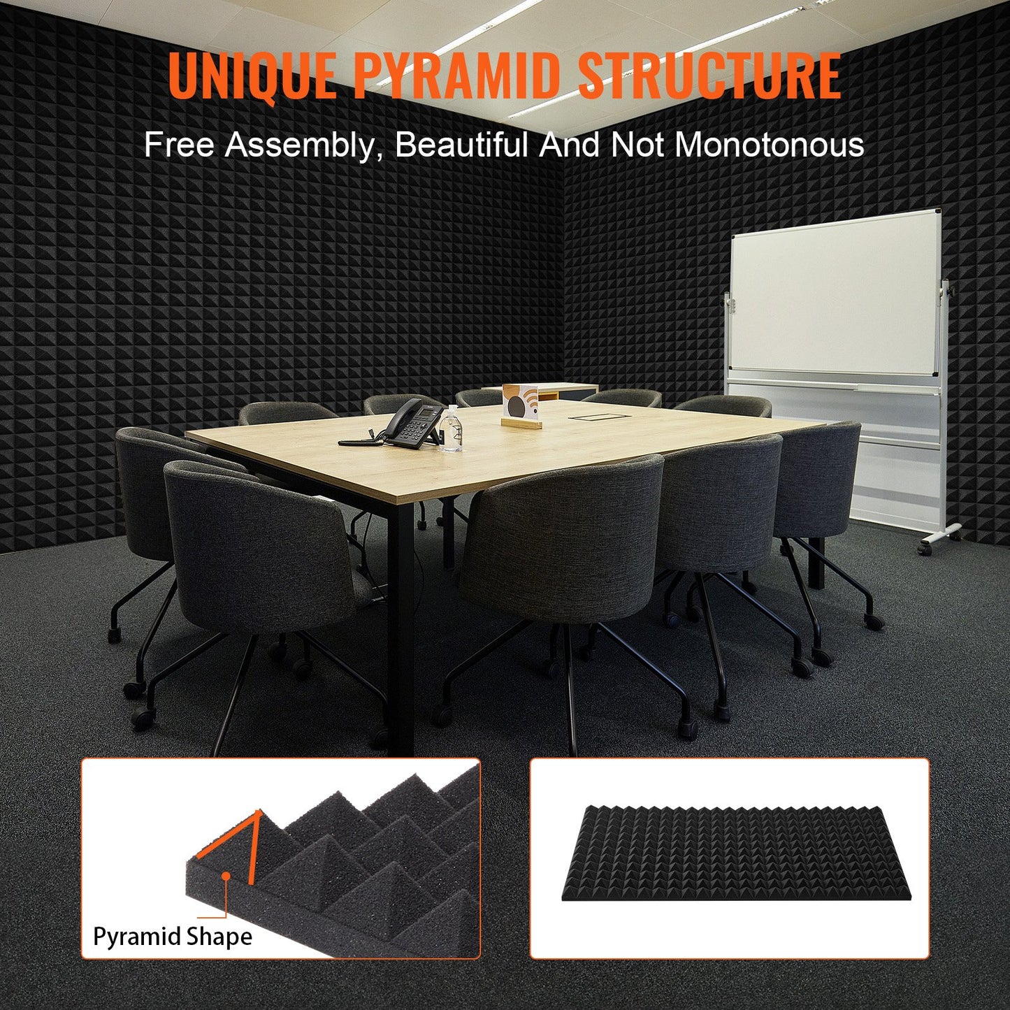 Acoustic Foam Panels 4-Pack 48 x 24 x 2 Inch for Studio Wall and Ceiling