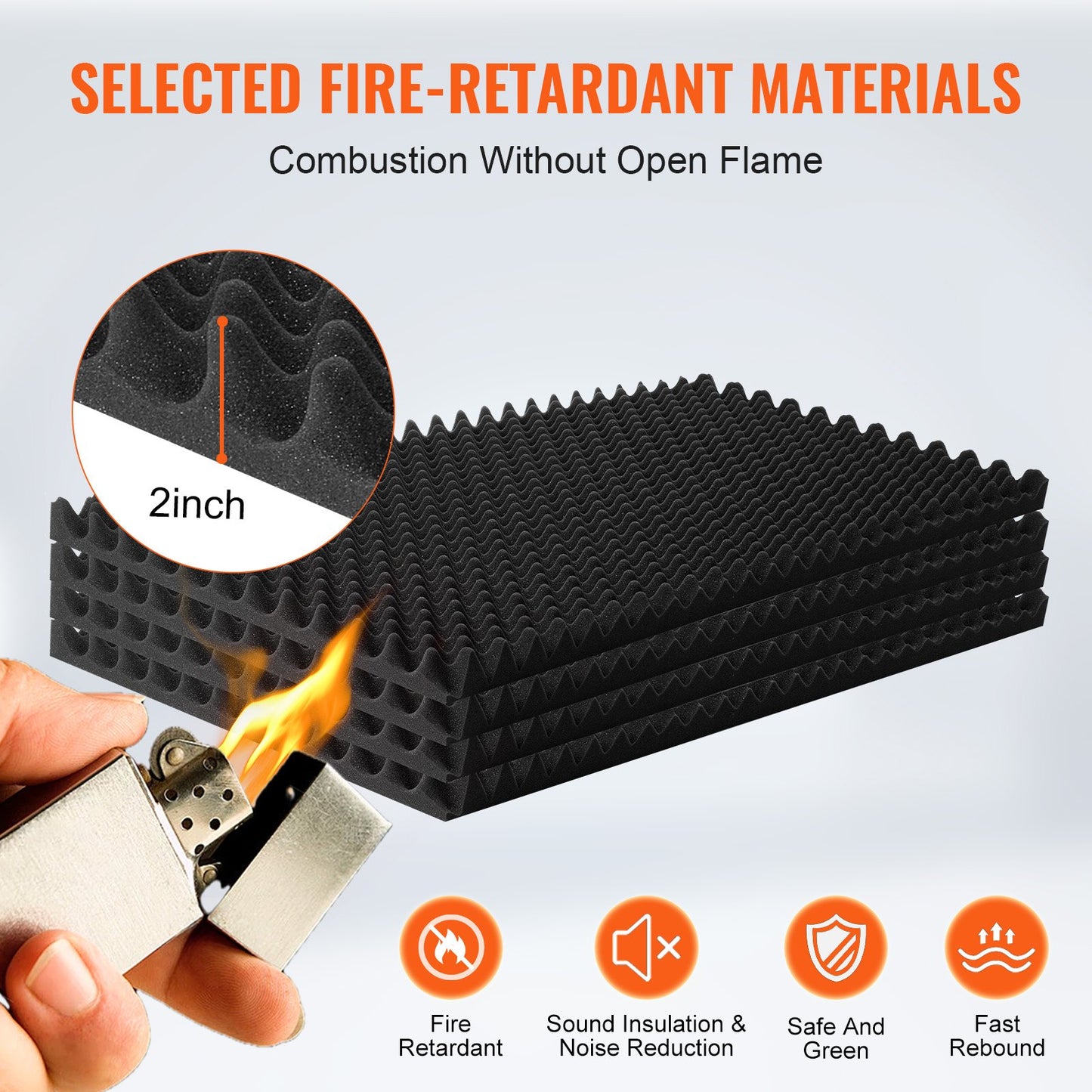 Akustikschaumplatten, 4er-Pack, 48 x 24 x 2 Zoll, für Studiowände und -decken