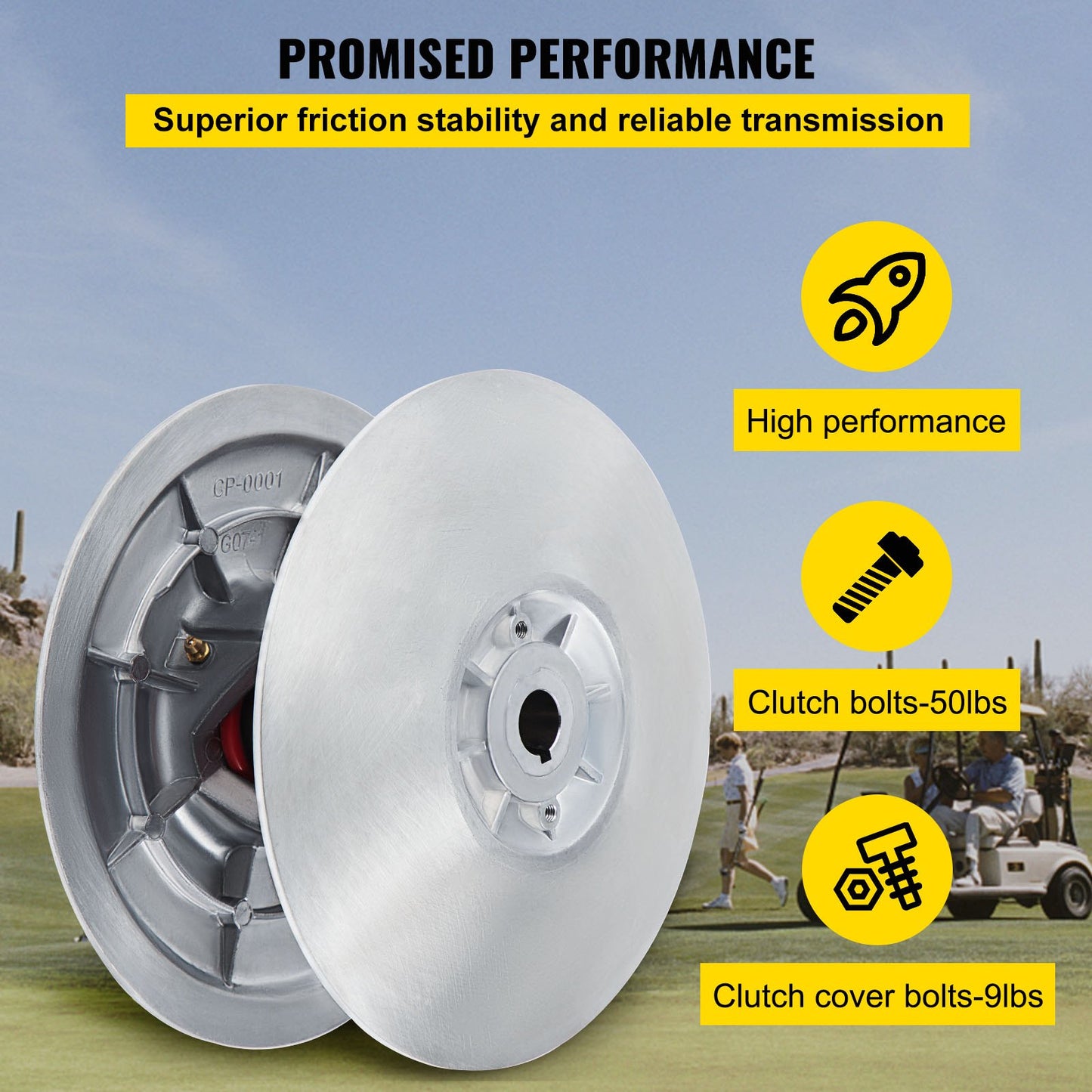 Golf Cart Secondary Drive Power Clutch Kit Metal Surface Drive Clutch 1985-2007 Driven Clutch Kit Compatible with Yamaha Low End G2-G28 Golf Cart (with spring)