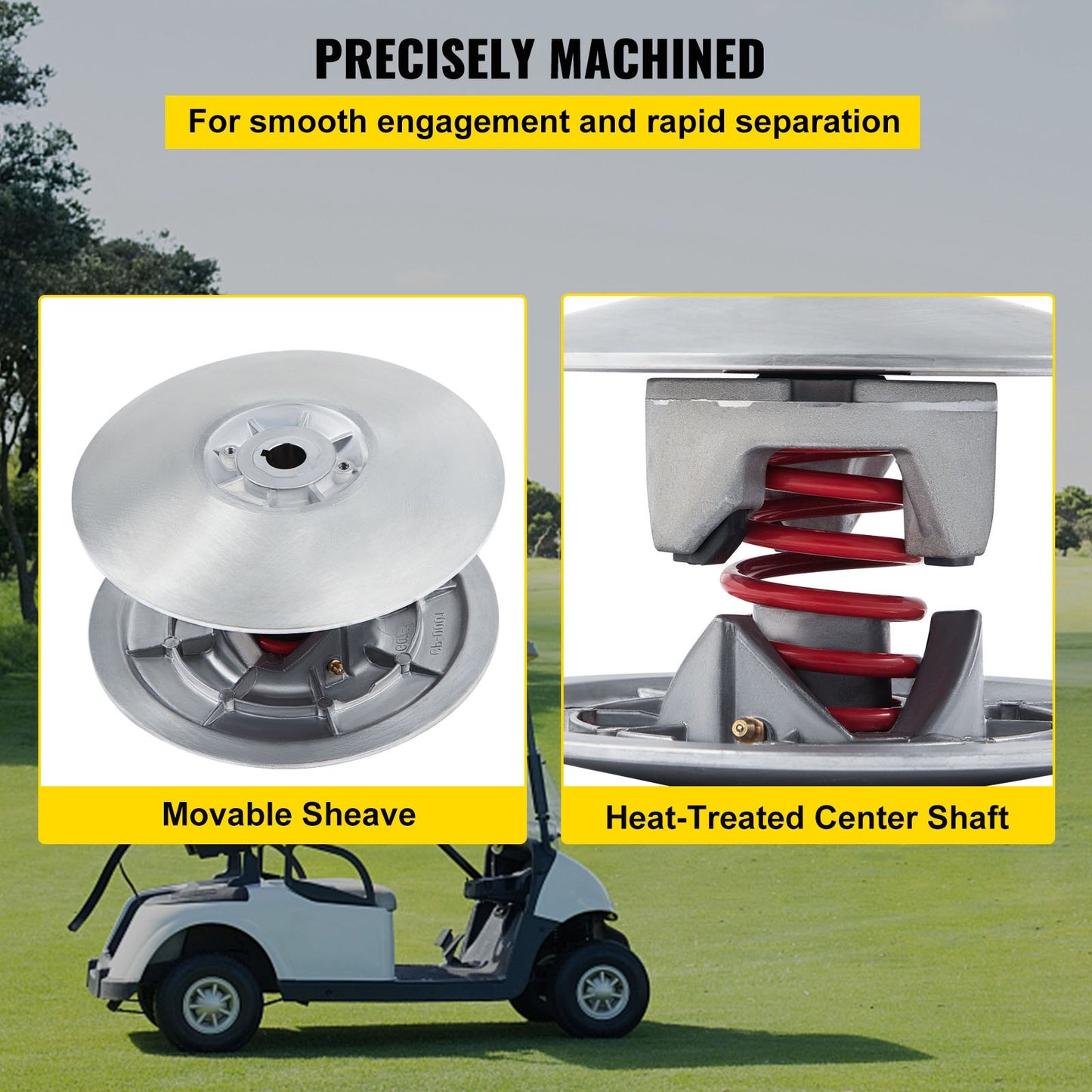 Golf Cart Secondary Drive Power Clutch Kit Metal Surface Drive Clutch 1985-2007 Driven Clutch Kit Compatible with Yamaha Low End G2-G28 Golf Cart (with spring)