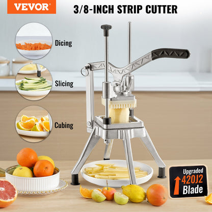 Commercial Vegetable Fruit Chopper 3/8″ Blade Heavy Duty Professional Food Dicer Kattex French Fry Cutter Onion Slicer Stainless Steel for Tomato Pepper Potato Mushroom Shredding