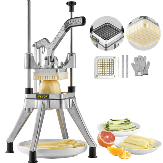 Kommerzieller Gemüse- und Obstzerkleinerer, 3/8-Zoll-Klinge, robuster professioneller Lebensmittelwürfelschneider von Kattex, Pommes-Frites-Schneider, Zwiebelschneider, Edelstahl zum Zerkleinern von Tomaten, Paprika, Kartoffeln und Pilzen