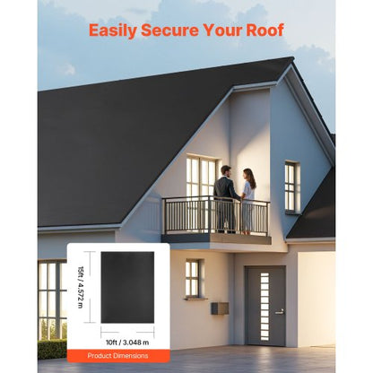 Rulltak, 10 x 15 fot, 45 mil EPDM-gummitak, lång livslängd och väderbeständig, tål hårda temperaturer, flexibel och enkel installation, takunderlag för husbilar, tak, dammar |  EU