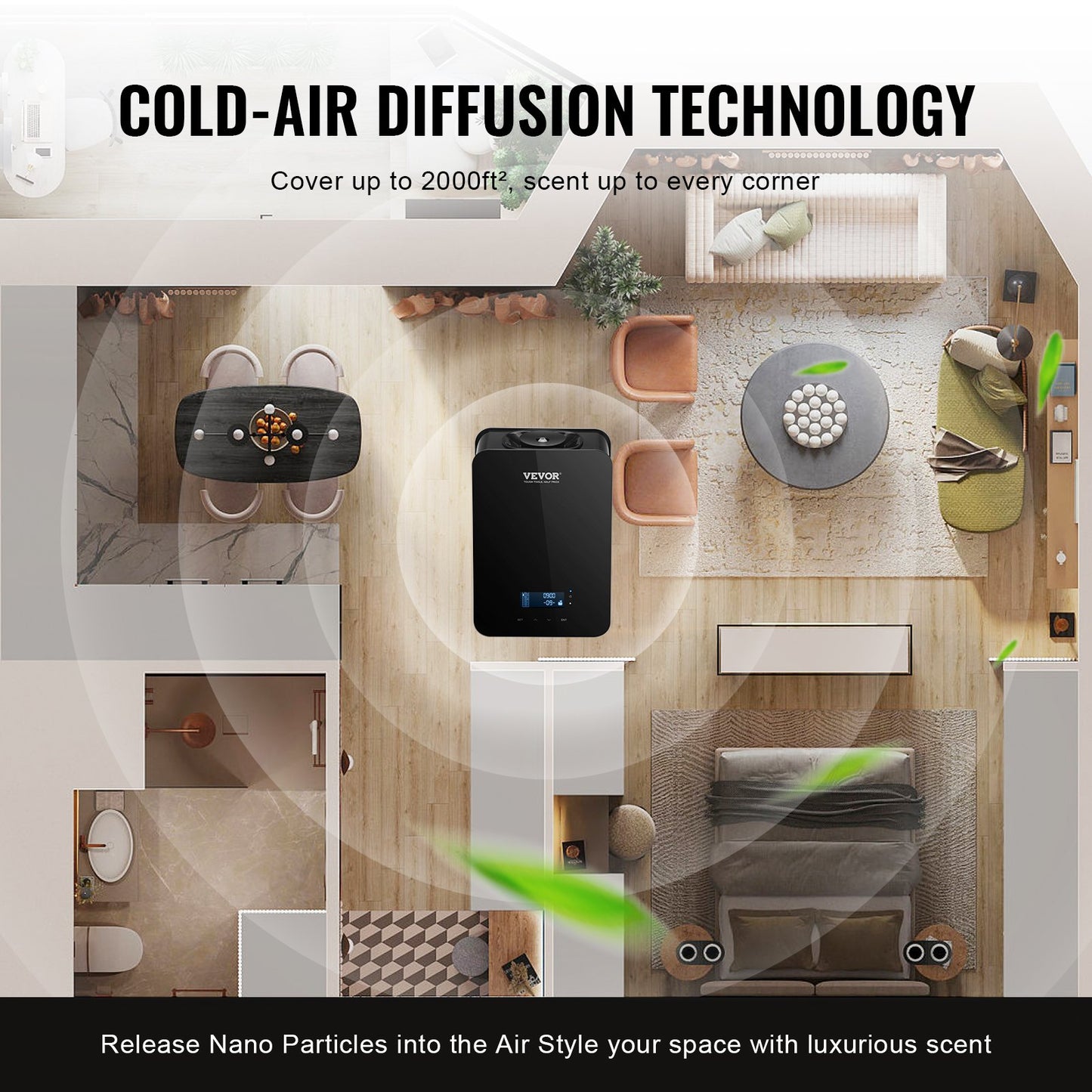 HVAC Scent Diffuser 180ML Cold Air Scent Air Machine 2000 Sq.Ft Waterless