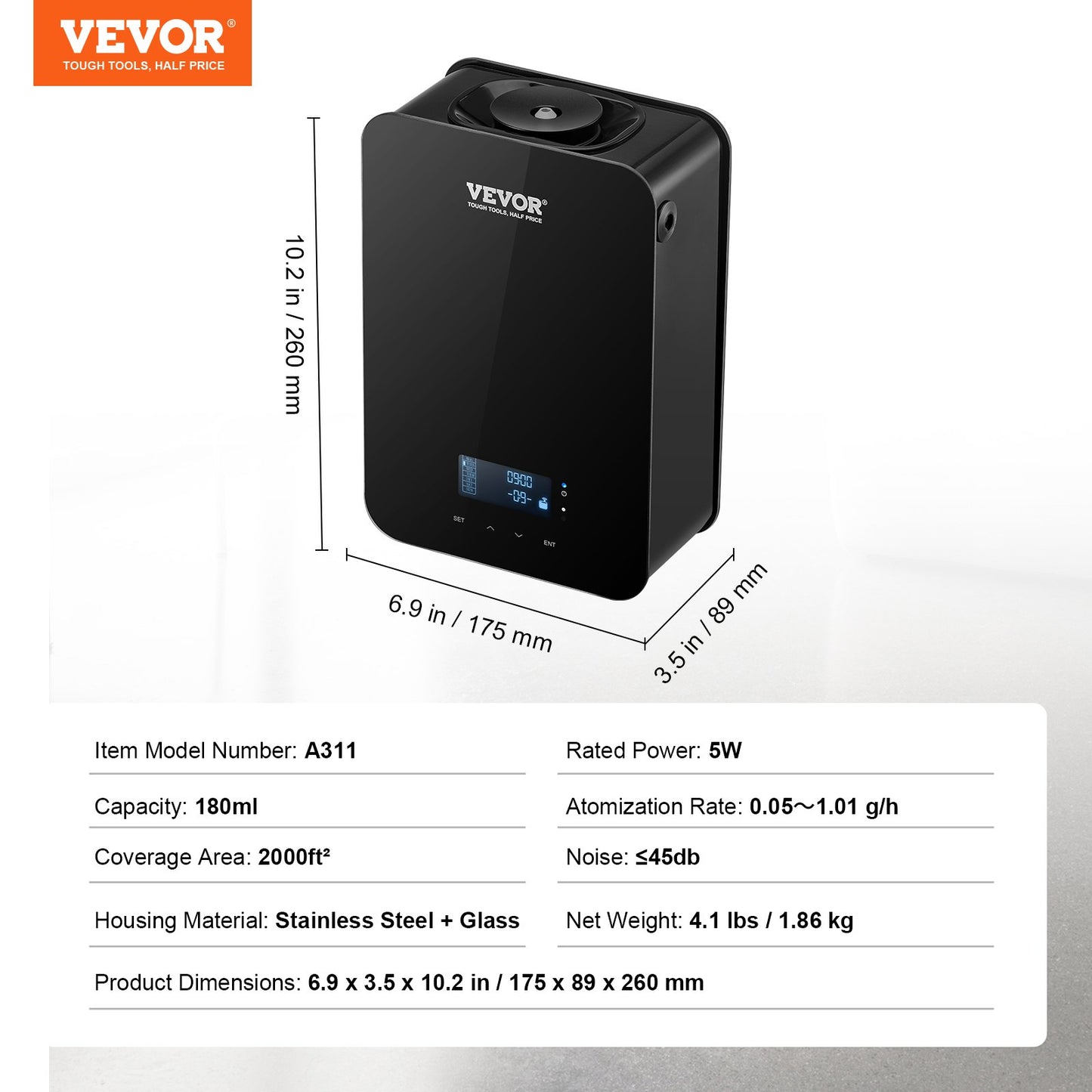 HVAC Scent Diffuser 180ML Cold Air Scent Air Machine 2000 Sq.Ft Waterless