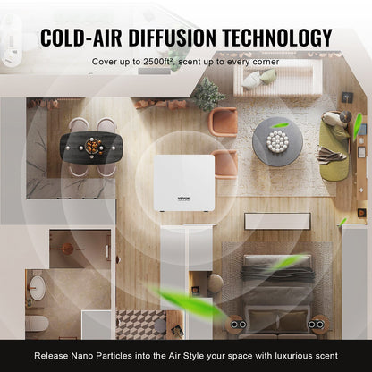 Scent Air Machine for Home 480ML kallluftspridare 2500sq.ft vattenlös