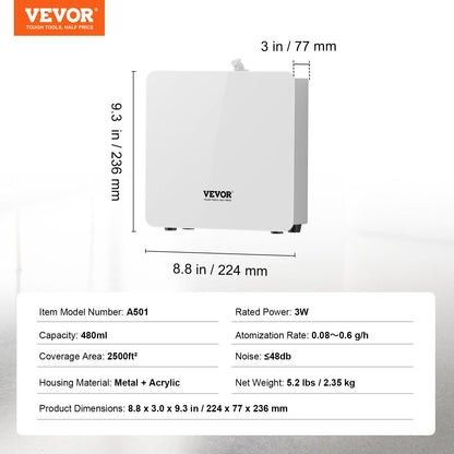 Scent Air Machine for Home 480ML kallluftspridare 2500sq.ft vattenlös