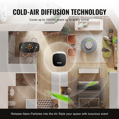 Scent Air Machine for Home 100ML kallluftspridare 1000sq.ft vattenlös