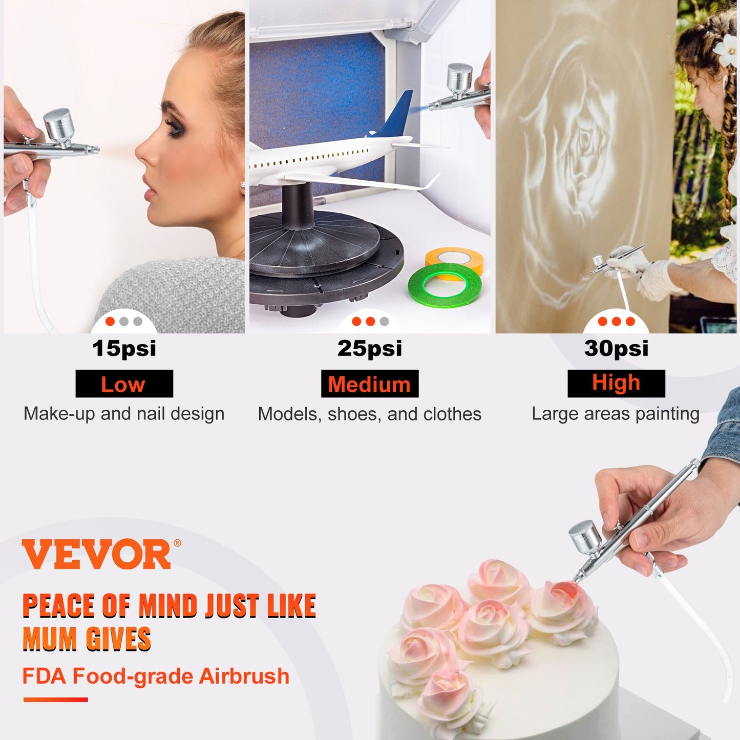 Airbrush Kit, Portabel Airbrush Set med Kompressor, Airbrushing System Kit med Multi-purpose Dual-action Gravity Feed Airbrushes, Art Nail Cookie Tattoo Makeup Tårta Dekoration Spray Model Craft