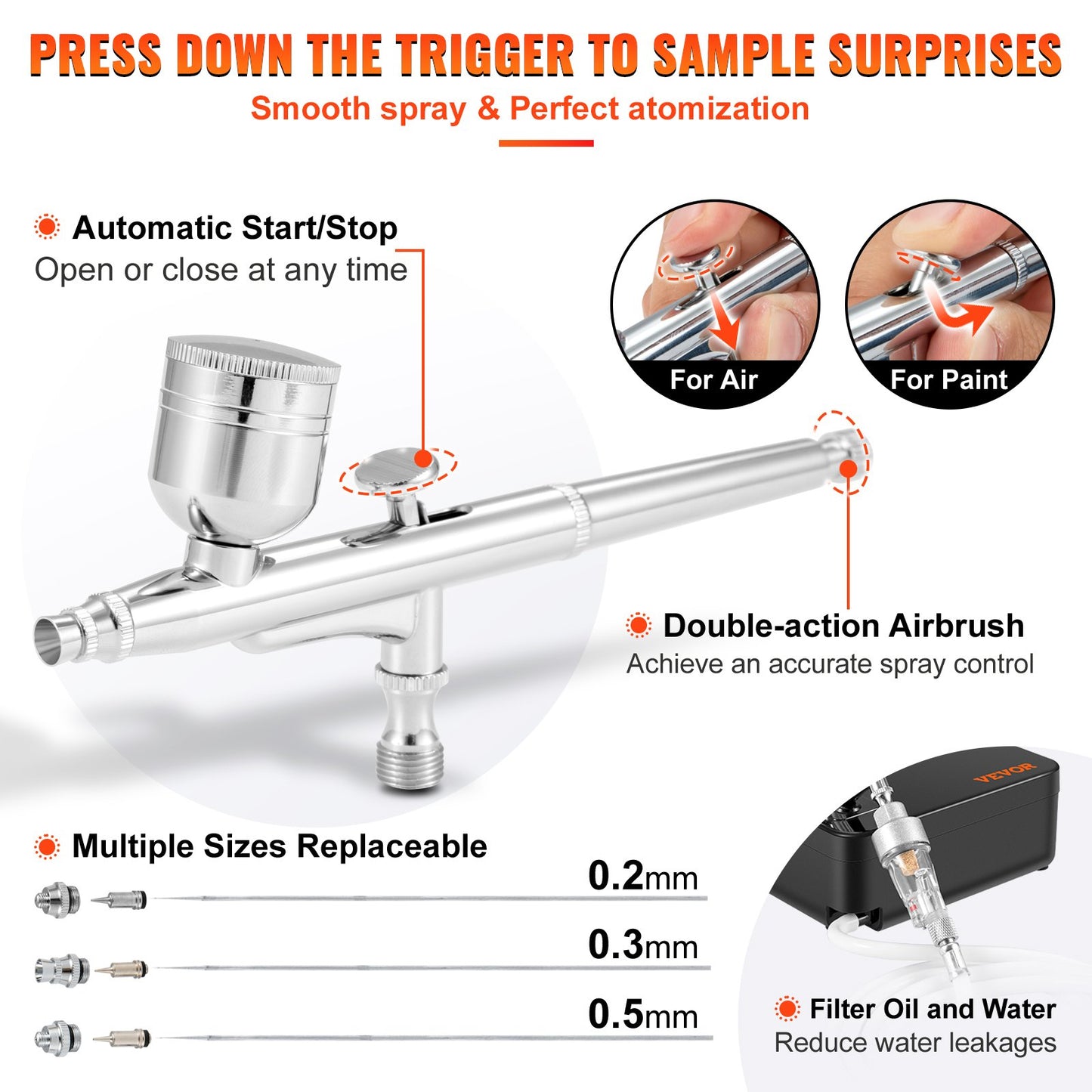 Airbrush Kit, Portabel Airbrush Set med Kompressor, Airbrushing System Kit med Multi-purpose Dual-action Gravity Feed Airbrushes, Art Nail Cookie Tattoo Makeup Tårta Dekoration Spray Model Craft