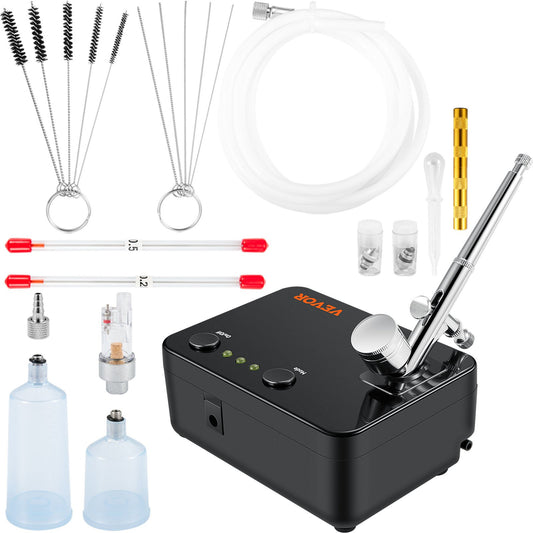 Airbrush Kit, Portabel Airbrush Set med Kompressor, Airbrushing System Kit med Multi-purpose Dual-action Gravity Feed Airbrushes, Art Nail Cookie Tattoo Makeup Tårta Dekoration Spray Model Craft