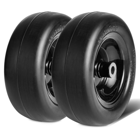 Lawnmower Tire with Rim, 11x4-7" Tubeless Tractor Tire, 2-Pack Tire and Wheel Assembly, Flat-Free PU Tire, 3.4" Centered Hub, 3/4" Bushing Size, 20pcs Adapters for Riding Mowers Lawn Tractors