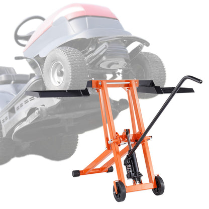 500 pound lawn mower lift with hydraulic jack for riding lawn mower