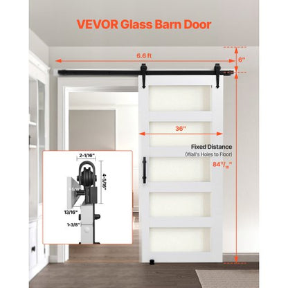 Skjutdörr med beslag 914 x 2134 mm MDF-panel frostat glas