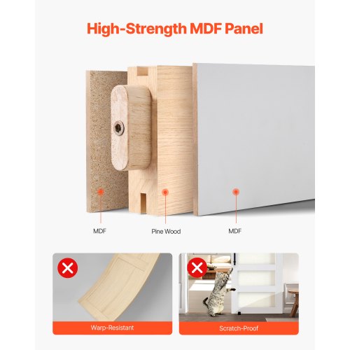 Skjutdörr med beslag 914 x 2134 mm MDF-panel frostat glas