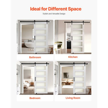 Skjutdörr med beslag 914 x 2134 mm MDF-panel frostat glas