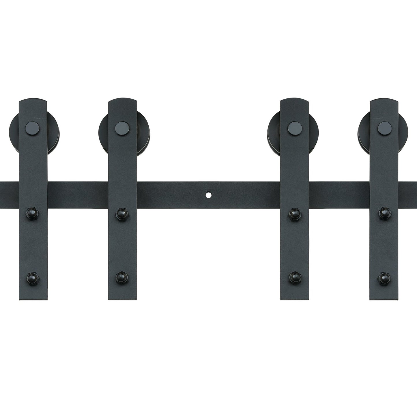 2,44 m Schiebetür-Hardware-Set, 149 kg schweres Scheunentor-Schienenset für Doppeltüren, passend für 1,1–1,3 m breite und 3,3–4,6 cm dicke 2-Tür-Paneele, mit glatter und leiser Rolle (I-Form)