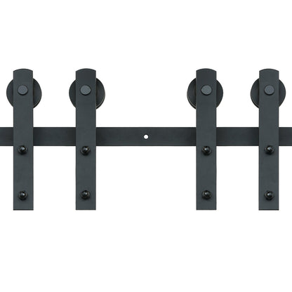 2,44 m Schiebetür-Hardware-Set, 149 kg schweres Scheunentor-Schienenset für Doppeltüren, passend für 1,1–1,3 m breite und 3,3–4,6 cm dicke 2-Tür-Paneele, mit glatter und leiser Rolle (I-Form)