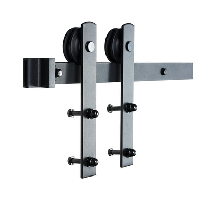 2,44 m Schiebetür-Hardware-Set, 149 kg schweres Scheunentor-Schienenset für Doppeltüren, passend für 1,1–1,3 m breite und 3,3–4,6 cm dicke 2-Tür-Paneele, mit glatter und leiser Rolle (I-Form)