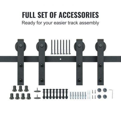 8FT Sliding Lading Door Hardware Kit, 330LBS Heavy Duty Ladugårdsdörr Track Kit för dubbeldörrar, Passar 3,7-4,3FT totalt bred och 1,3"-1,8" tjock 2-dörrarspanel, med jämn och tyst remskiva (J-form) |  EU