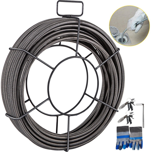 Avloppsrengöringskabel 50 fot x 3/8 tum Kabel med fast kärna Avloppskabel Avloppsskruv Kabelrengörare Ormtäppa rör Avloppsrengöringskabel Avloppsavloppsskruv Ormrör