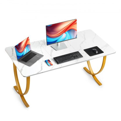 Executive Desk, 160 cm B x 80 cm D Stort kontorsskrivbord, Modernt datorbord Konferensbord Mötesrumsbord, Kontorsmöbler Förstorat skrivbord för hemmakontor, Vitt och guld |  EU