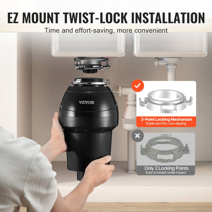 Garbage Disposal 1.25 HP Continuous Food Waste Disposal 4060RPM EZ Connect