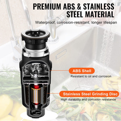 Garbage Disposal 1/2 HP Continuous Food Waste Disposal 3820 RPM EZ Connect