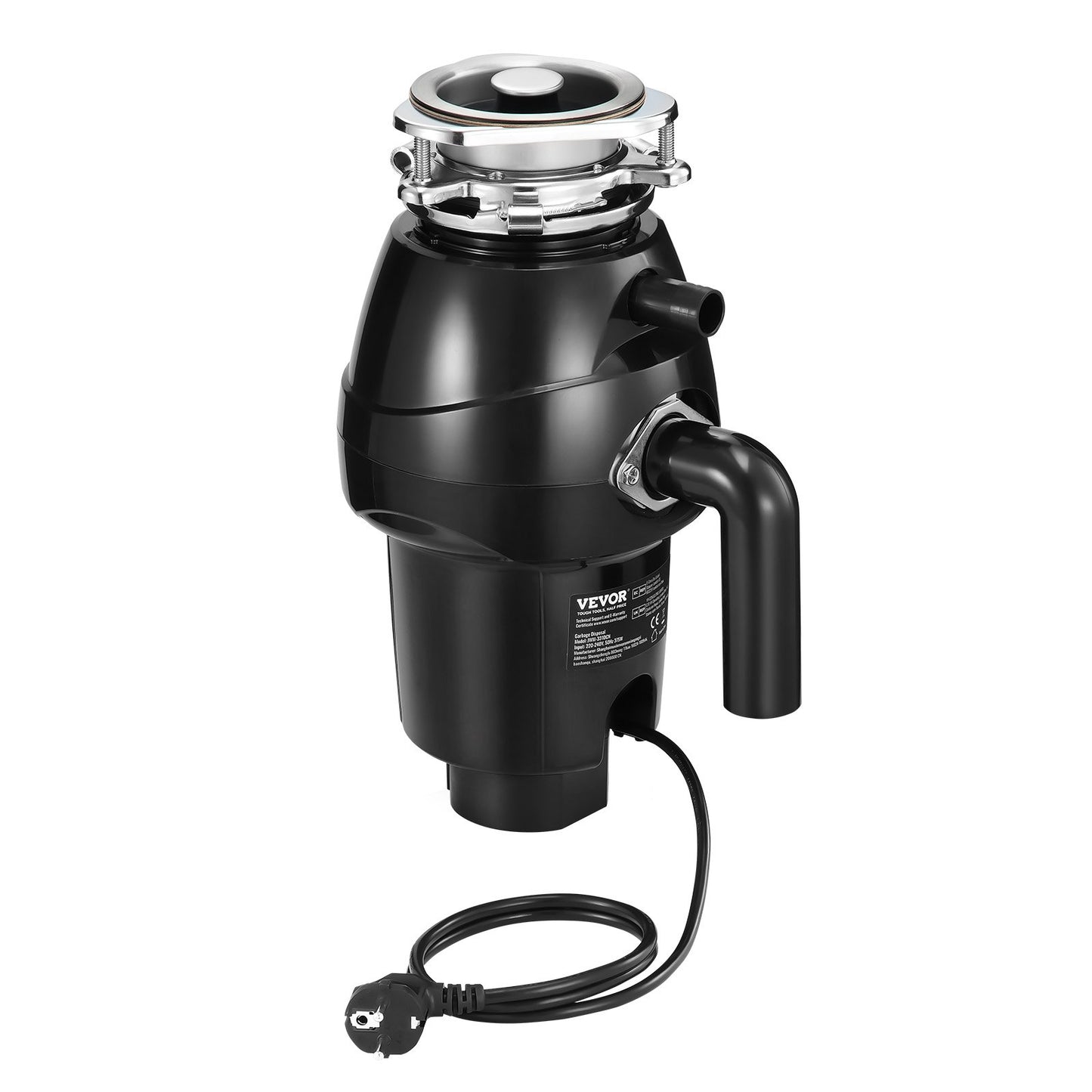 Garbage Disposal 1/2 HP Continuous Food Waste Disposer 3820 RPM 3-Bolt