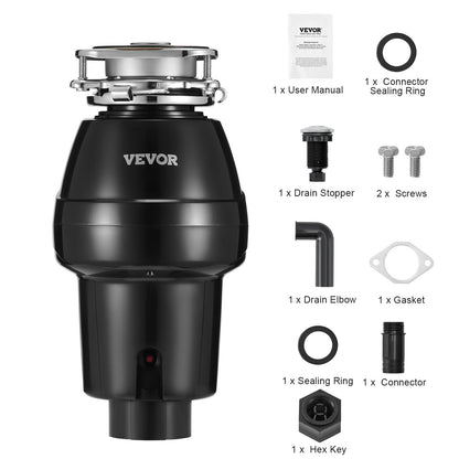 Garbage Disposal 1/2 HP Continuous Food Waste Disposer 3820 RPM 3-Bolt