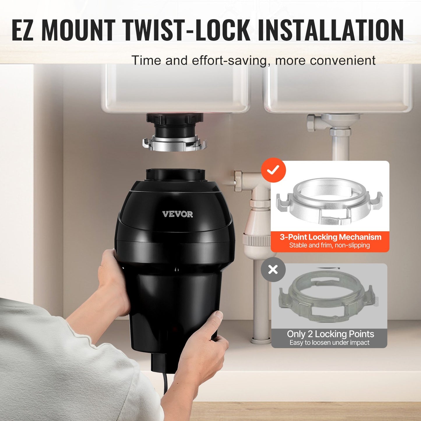 Sophantering 1 HP Kontinuerlig matavfallshantering 3960 RPM EZ Connect