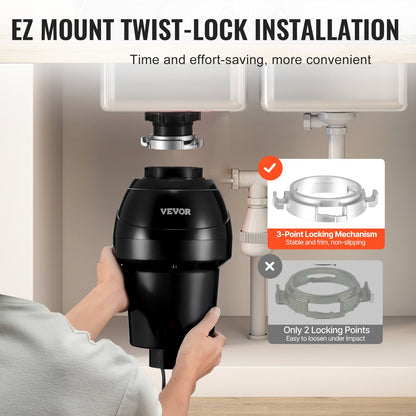 Sophantering 1 HP Kontinuerlig matavfallshantering 3960 RPM EZ Connect