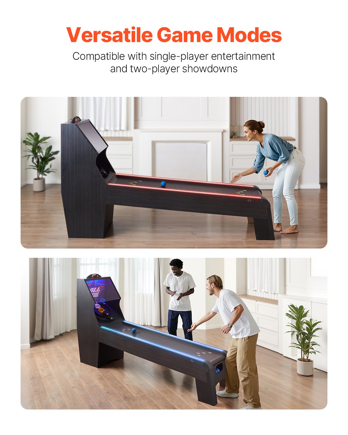 9 ft Roll &amp; Score Arcade Game Table Electronic Scorer Game Room 4 Balls
