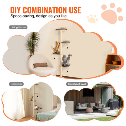 An der Wand montierter Katzenregalbaum mit Plattform, baumförmiges Katzenmöbel