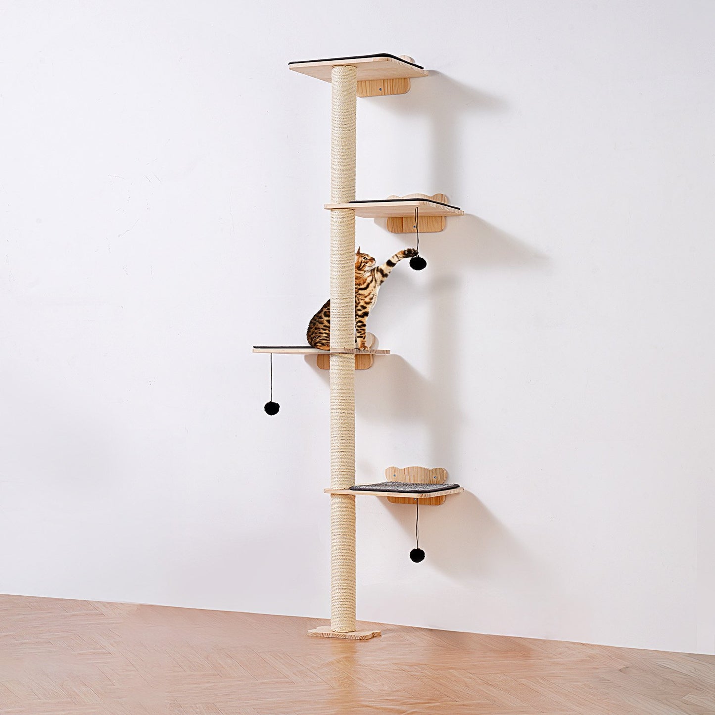 An der Wand montierter Katzenregalbaum mit Plattform, baumförmiges Katzenmöbel